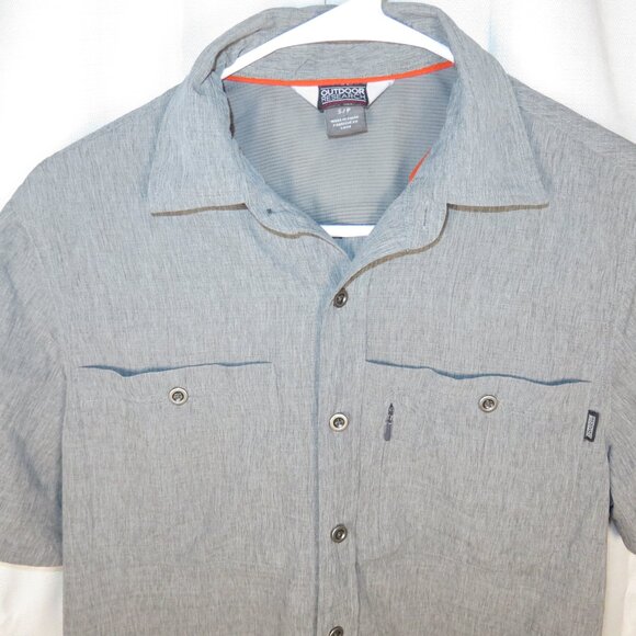 OR OUTDOOR RESEARCH WAYWARD GRAY NYLON BUTTON UP S/S SHIRT TOP MEN'S SMALL V020 - Picture 2 of 13